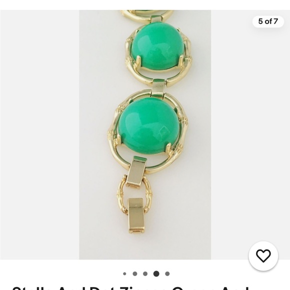 Stella And Dot Zinnea Green And Gold Chunky Statement Bracelet - Picture 6 of 7